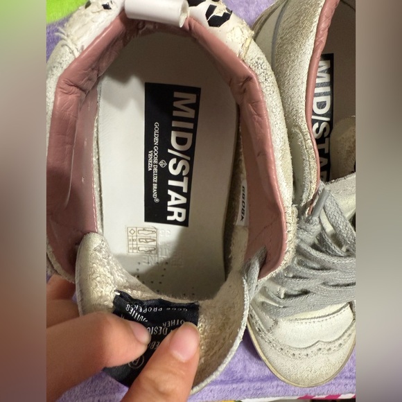 Golden Goose Red and Gray Distressed High-Top Sneakers - Picture 3 of 8